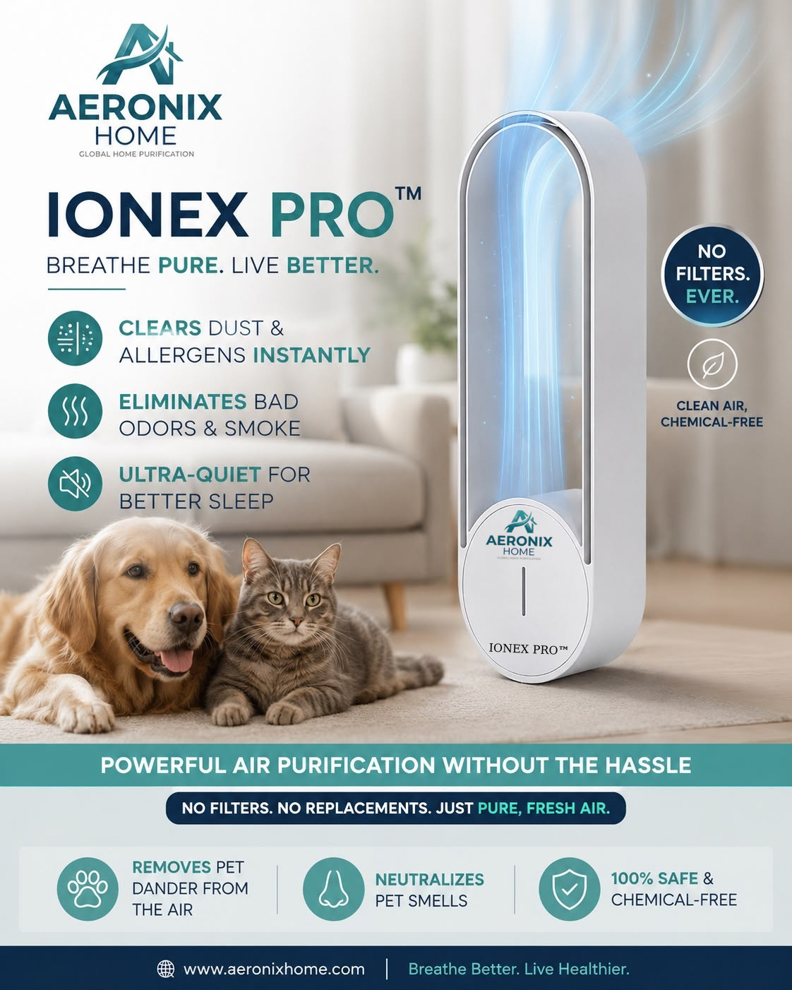 Aeronix Ionex™ Pro - Portable Negative Ion Air Purifier